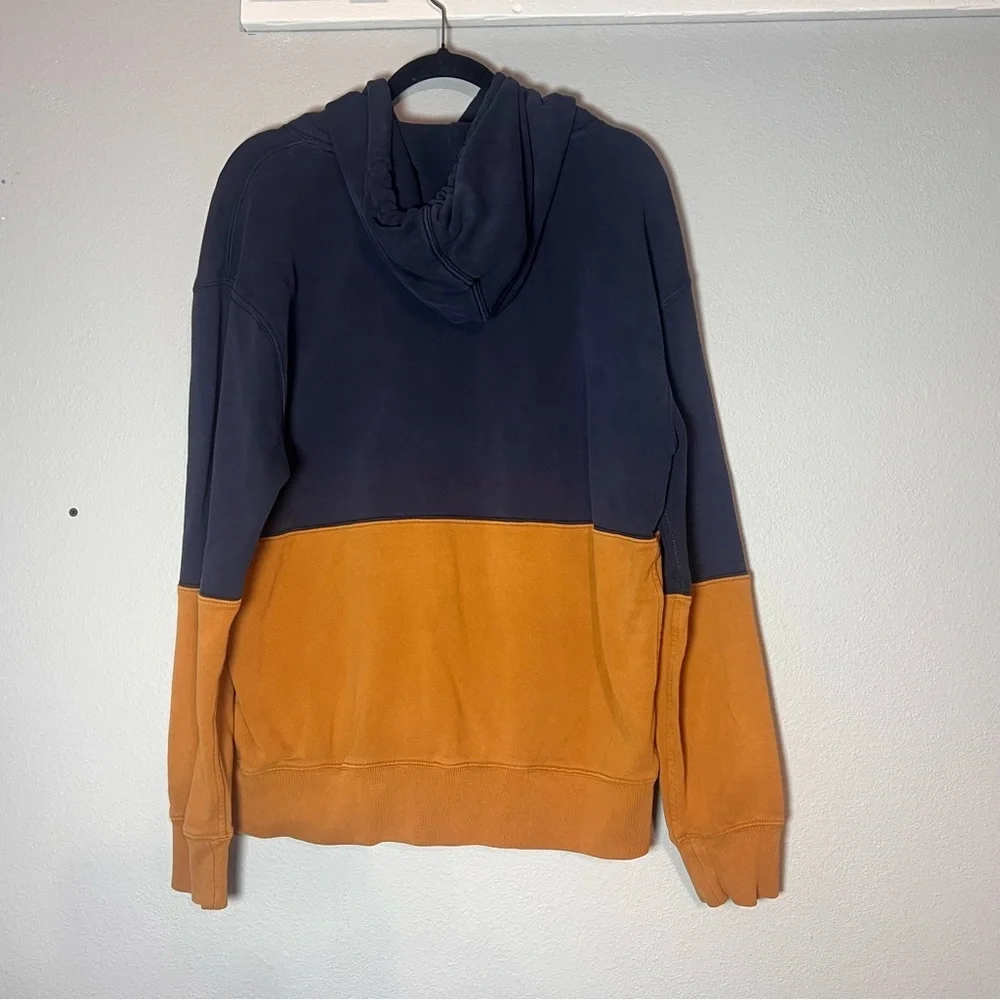 J. Crew Colorblock French Terry Hoodie Sweatshirt Size Large Garment Dyed Navy